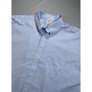 Brooks Brothers Shirt Men's 18.5-35 Blue Traditional Fit No Iron Stretch XXL/3XL